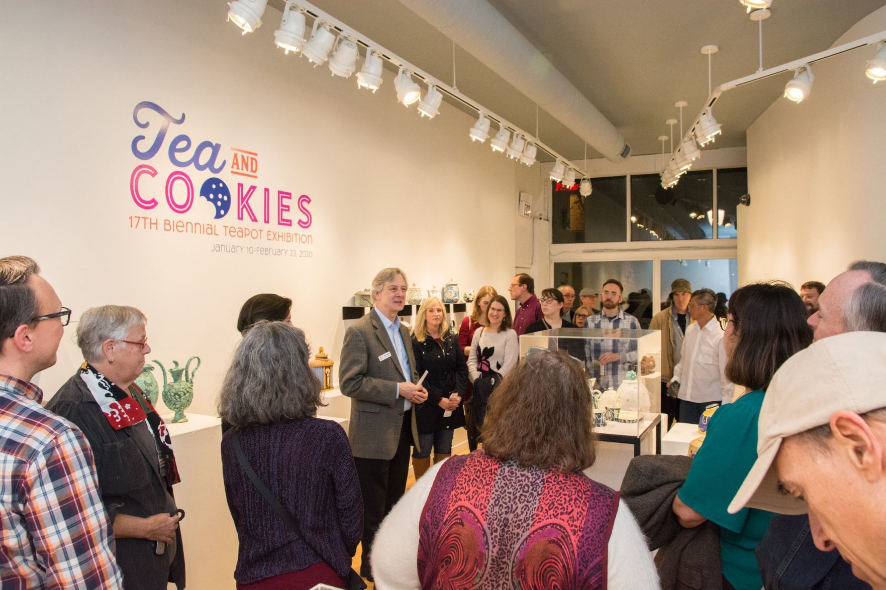 Mark Witzling, Executive Director of Craft Alliance speaks at the opening of the gallery exhibition